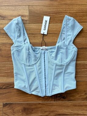 NWT Garage Maesie Cap Sleeve Corset Top - Kentucky Blue - XXS